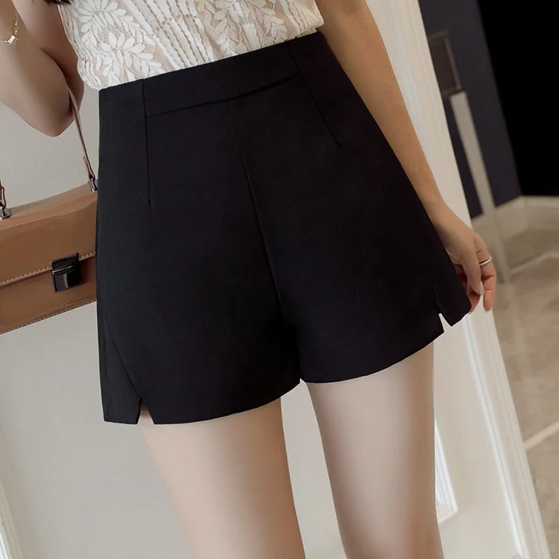 NiDELL Suit Shorts Women's Summer . New Korean Style Loose Drooping High Waist A- line Hot Pants Slimming Versatile Black Pants