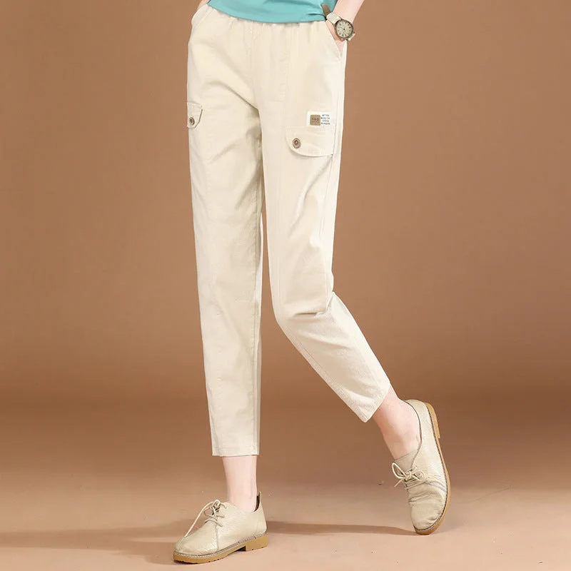 NiDELL Workwear Harem Cropped Casual Pants . Summer New Hong Kong Style Loose Slimming and All-Matching Pants Thin Pt0144