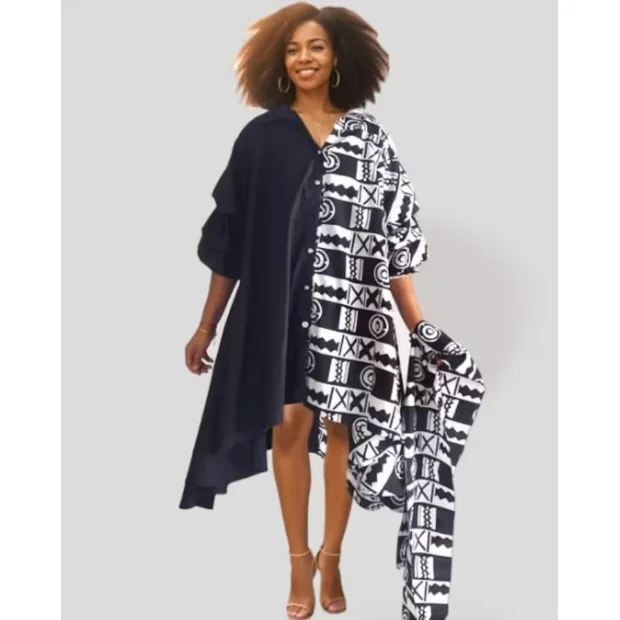 African Print Tunic Dress Coat