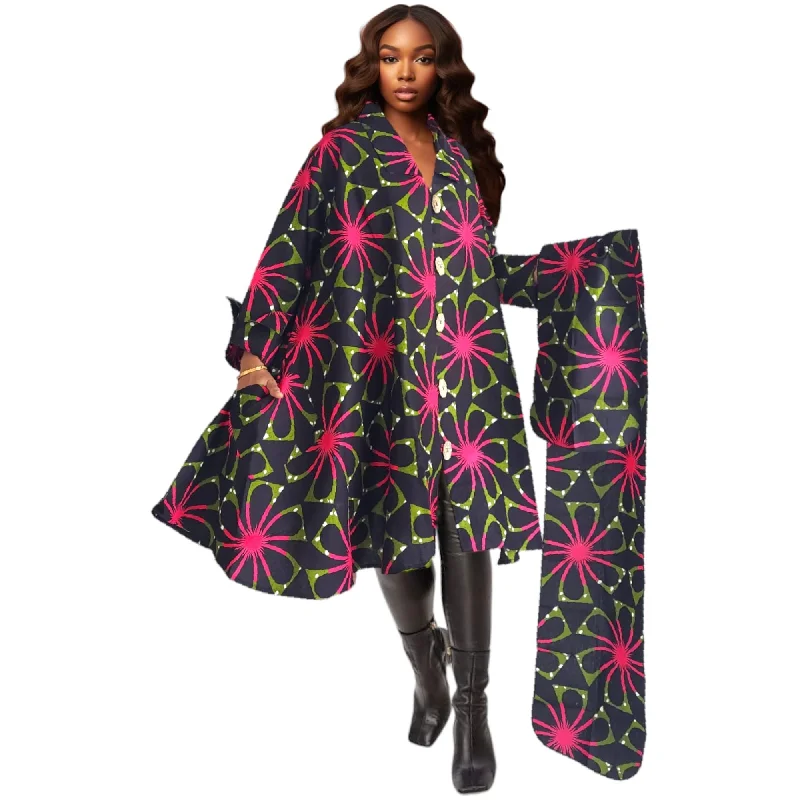 African Print Tunic Dress Coat