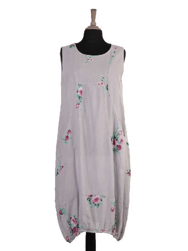 Anne + Kate Elasticated Hem Floral Linen Blend Dress