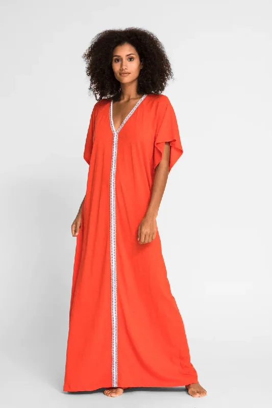 Designer Beach Cover Up - Pima Abaya Blood Orange