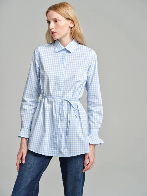 Casual tubular belt striped tunic shirt