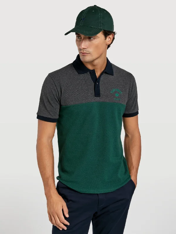 Genz collection regular fit colour-block piqué polo shirt