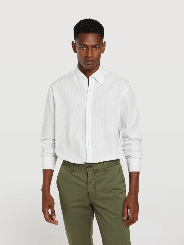 Regular fit special edition cotton-linen blend striped shirt