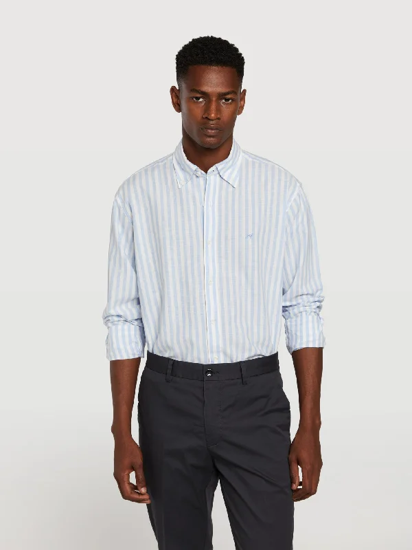 Regular fit special edition cotton-linen blend striped shirt