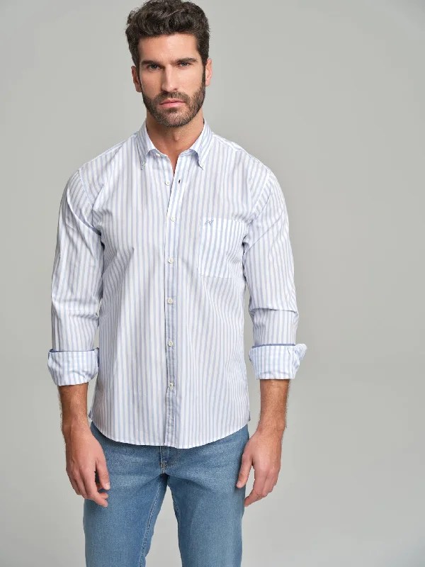 Regular fit sport striped BCI Cotton shirt with pocket