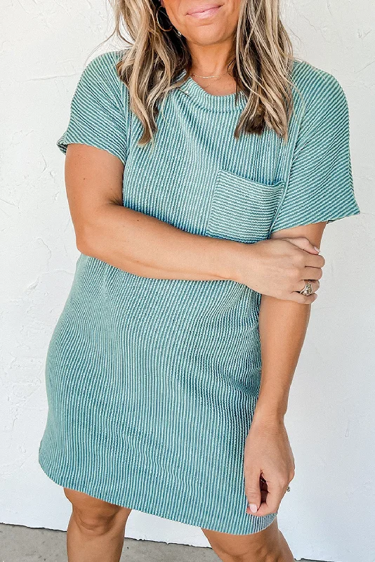 Ribbed Knit T-shirt Shift Dress