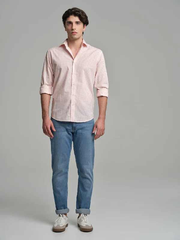 Slim fit casual melange vichy shirt