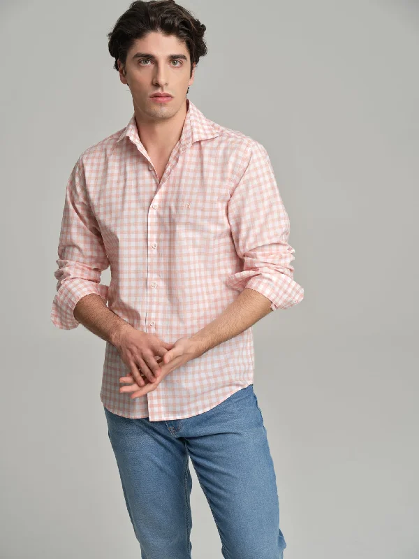 Slim fit casual melange vichy shirt