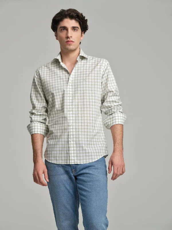 Slim fit casual melange vichy shirt