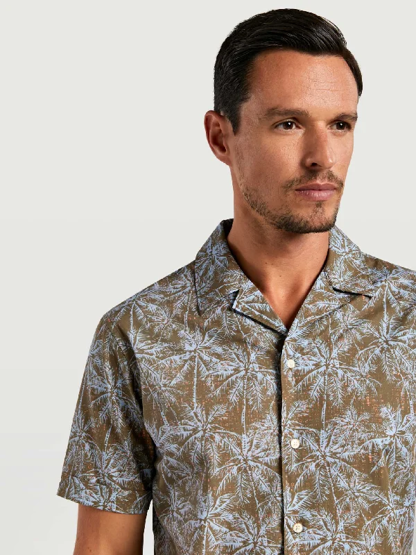 Slim fit cuba collar special edition print shirt