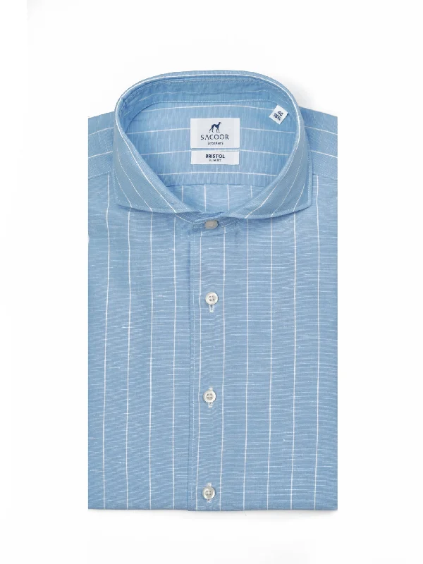 Slim fit New Formal linen stripes shirt