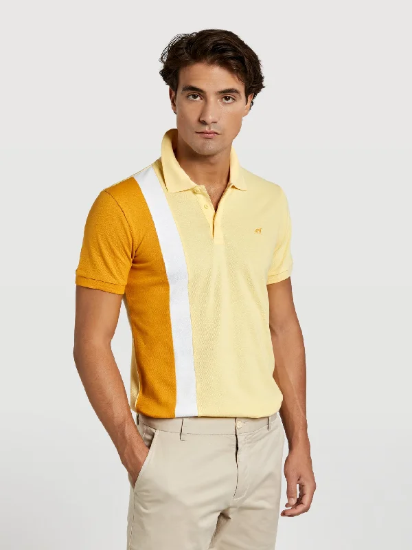 Slim fit piqué polo shirt with colour-blocking cuts