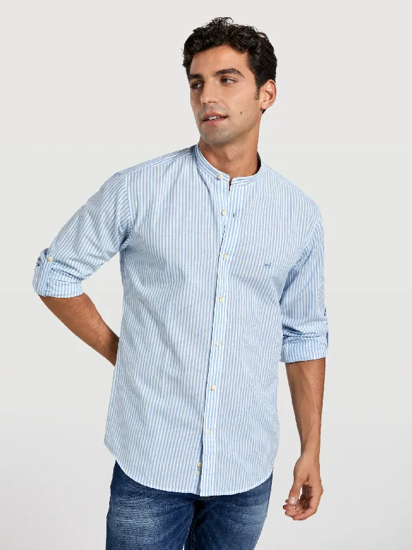 Slim fit special edition cotton-linen blend striped shirt