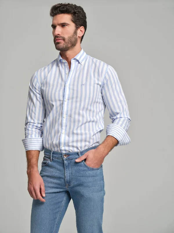 Slim fit sport striped BCI Cotton shirt