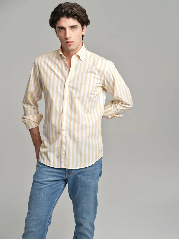 Slim fit sport striped BCI Cotton shirt