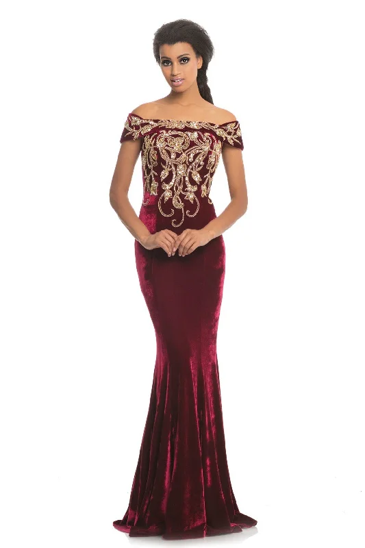 Johnathan Kayne - Gold Lace Applique Evening Dress 9076SC