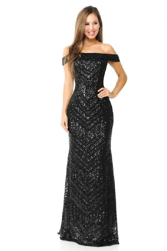 Lenovia - 5224 Sequined Fold Over Dress