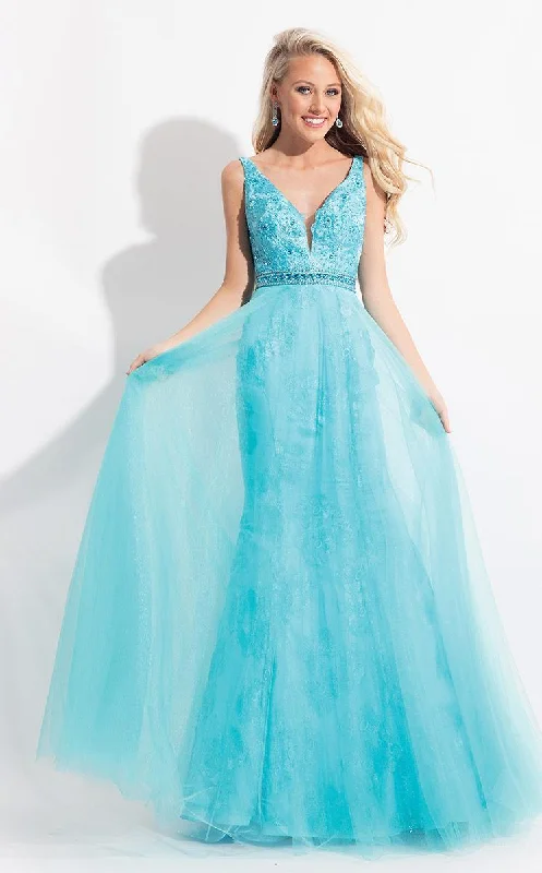 Rachel Allan 6039 - Lace Deep V-neck Mermaid Dress